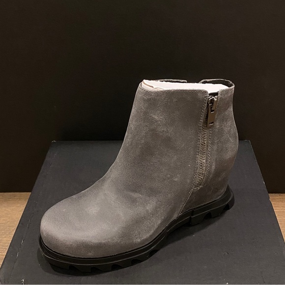 Sorel Black Joan of Artic Wedge III Zip Bootie Ankle Boots Shoes Multi Size NEW - Picture 2 of 5